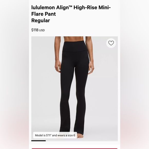 lululemon Align Mini-Flare Pant*Regular BLK 6 - Picture 1 of 4